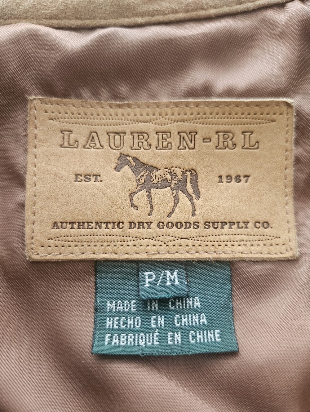 Vtg Lauren Ralph Lauren 100% Genuine Leather Suede Fringe Jacket Tan Western S/M - Picture 6 of 15
